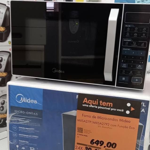 Micro-ondas 27L Branco e Preto Midea LED MXSA27P1 MXSA27P2 na Amazon