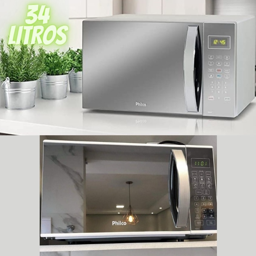 Micro-ondas Philco PMO34 34 Litros Espelhado com Trava de Segurança na Shoptime