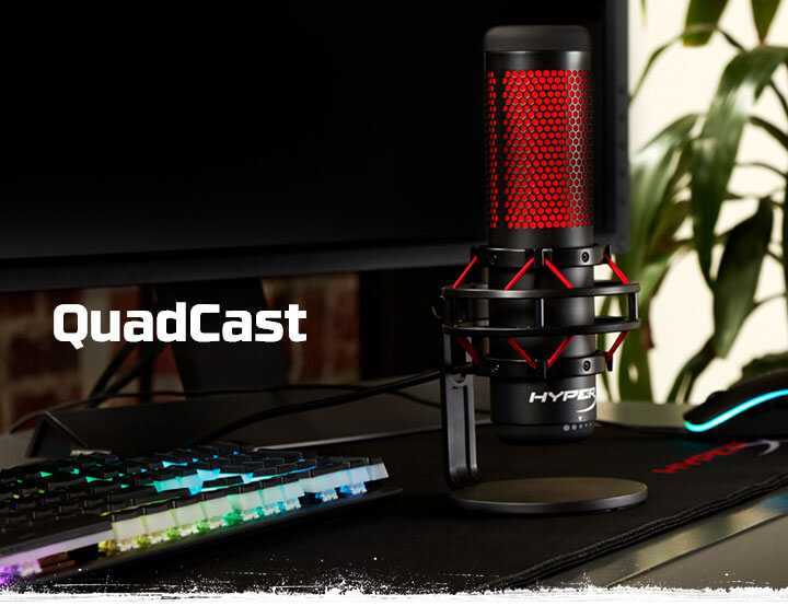 Microfone HyperX QuadCast, USB, PC/PS4/MAC, HX-MICQC-BK na Terabyte Shop