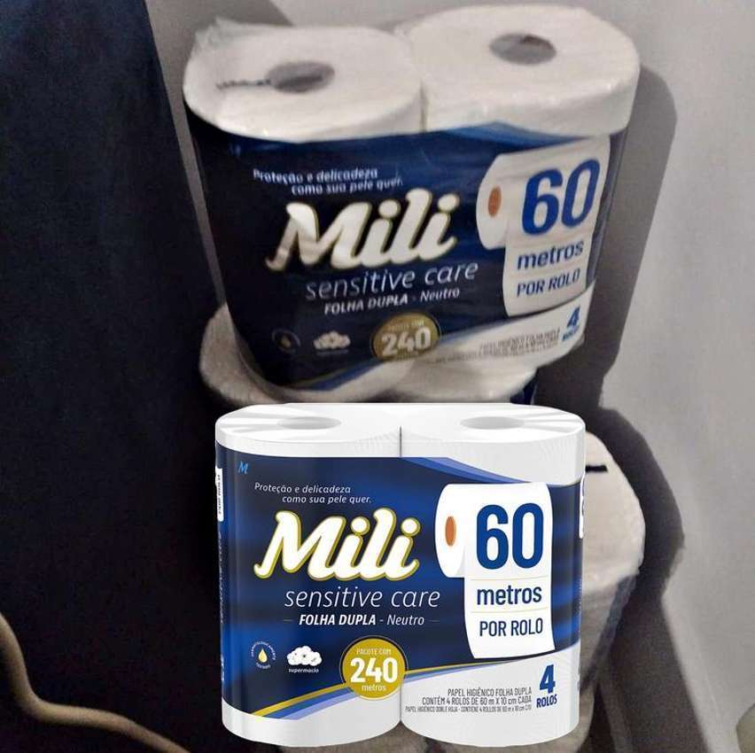 Mili, Papel Higiênico Folha Dupla 4 Rolos, 60 Metros na Amazon