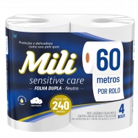 Mili, Papel Higiênico Folha Dupla 4 Rolos, 60 Metros na Amazon