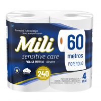 Mili, Papel Higiênico Folha Dupla 4 Rolos, 60 Metros na Amazon