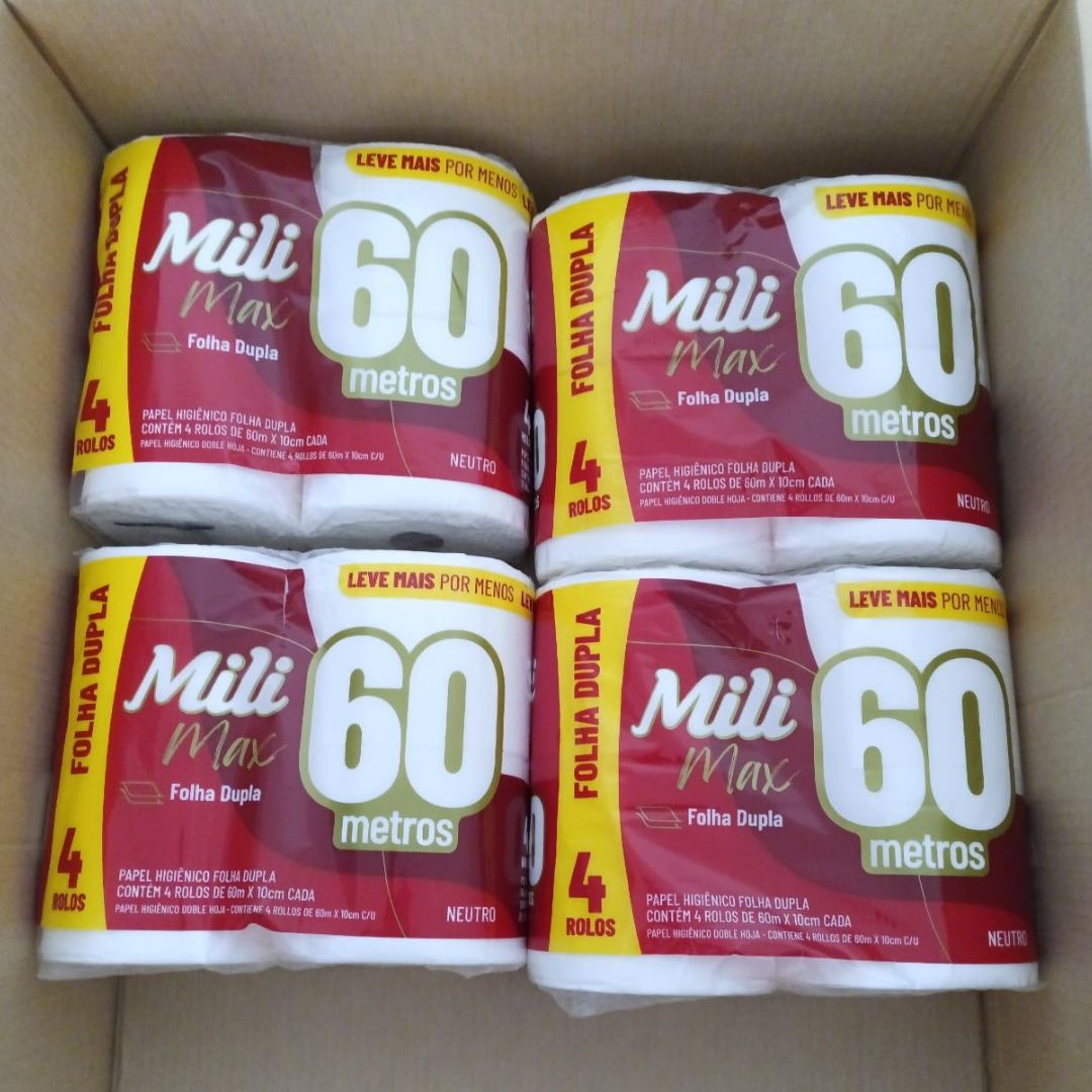 Mili, Papel Higiênico Folha Dupla 4 Rolos, 60 Metros na Amazon