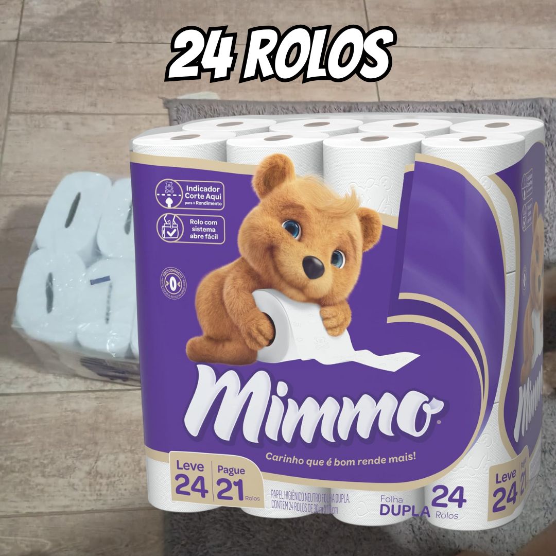 Mimmo Papel Higiênico Folha Dupla, 30m, Leve 24 Pague 21 Rolos na Amazon