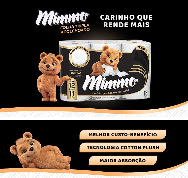 Mimmo Papel Higiênico Folha Tripla, 20m, Leve 12 Pague 11 Rolos na Amazon