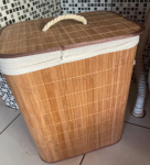 Mimo Style Cesto de Bambu Claro com Tampa para Roupas Sujas. Ideal para Lavanderia, Área de Serviço, Banheiro e Quarto. Forro Removível com Aro de Aço para Fixação, Dobrável, Alça de Corda Macia, Bege na Amazon
