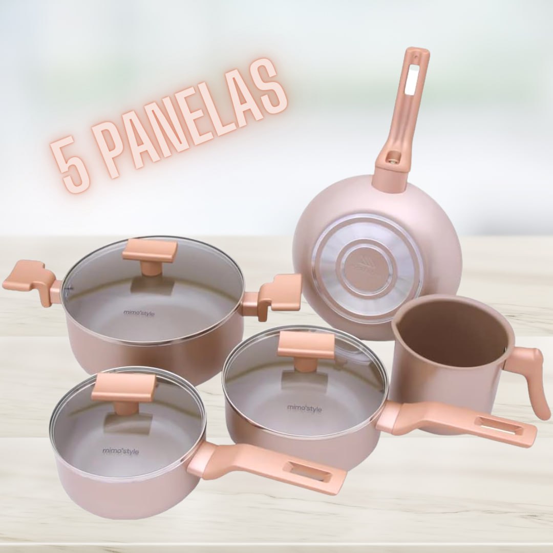Mimo Style Conjunto 5 Panelas Sartin Cook Estrutura em Alumínio Revestida em Cerâmica, Base Alto Relevo. na Amazon