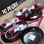 Mimo Style Conjunto 7 panelas de indução + 3 acessórios, Aluminio, 2 camadas de revestimento cerâmico, 1 camada resistente à alta temperatura (Rubi) na Amazon