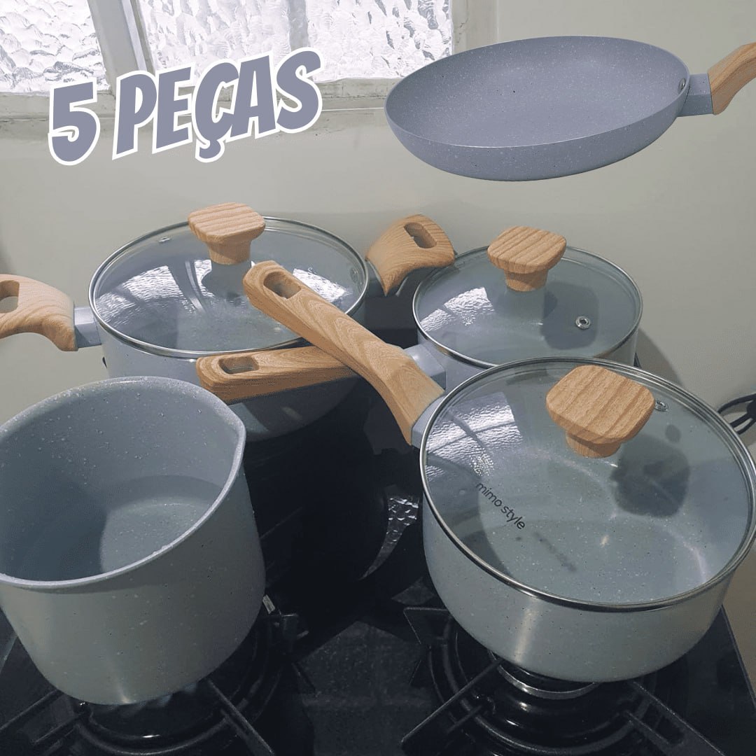 Mimo Style, Conjunto de 5 Panelas com Tampa de Vidro Temperado Pratic Cook Grafite na Amazon