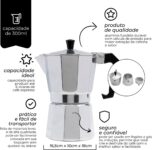 Mimo Style Italiana Expresso Cafeteira de Aluminio com Alça para 6 Cafézinhos, Prata, 300 ml na Amazon