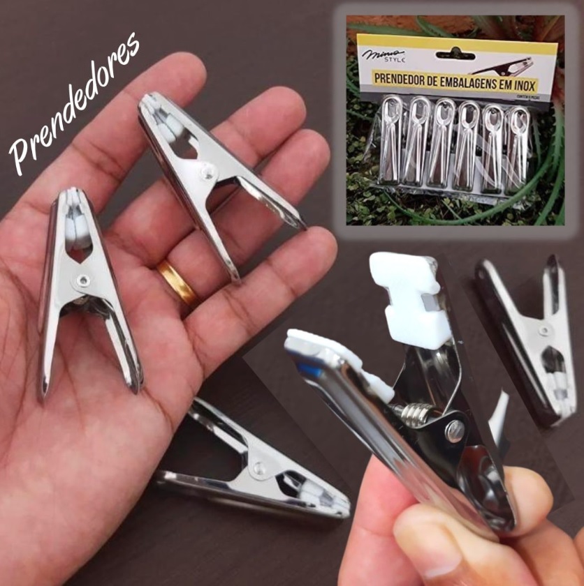 Mimo Style Jogo de 6 Prendedores de Embalagens em Inox na Amazon