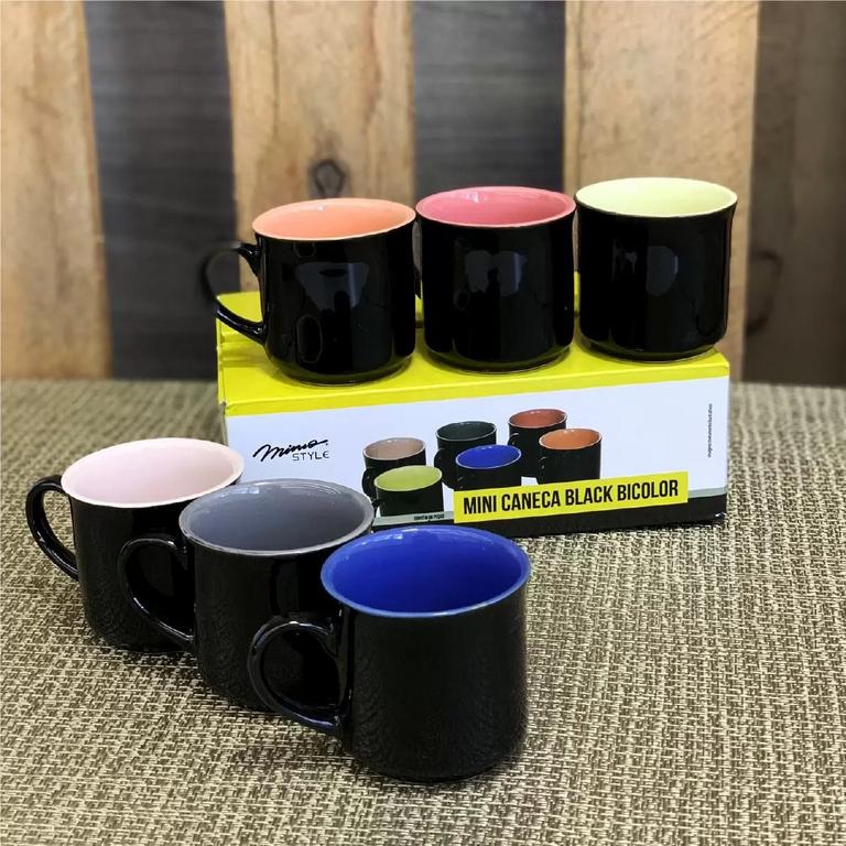 Mimo Style Mini Canecas Black Para Café Com 6 Peças Multicolor na Amazon