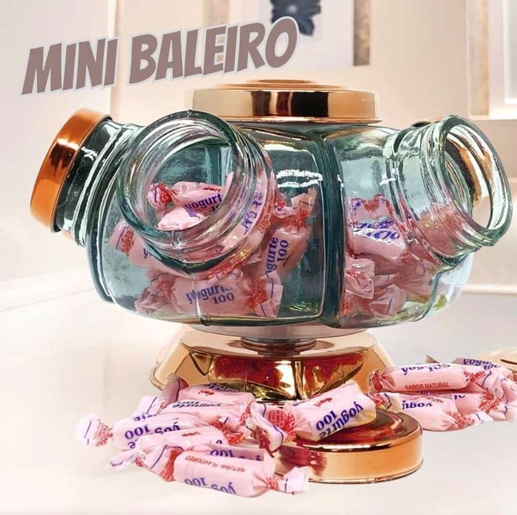 Mini Baleiro de Vidro Porta Doce Bomboniere Giratório Antigo Cor:Tampa Prata na Amazon