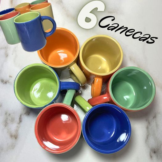 Mini Canecas Bicolor para Café 6 Peças Mimo Style Multicor na Amazon