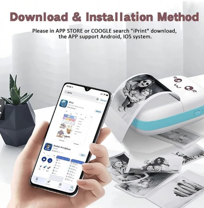 Mini Impressora Térmica Portátil Desenho Animado Foto Impressora De Impressão Sem Fio Para Android Ios-GATO na Shopee