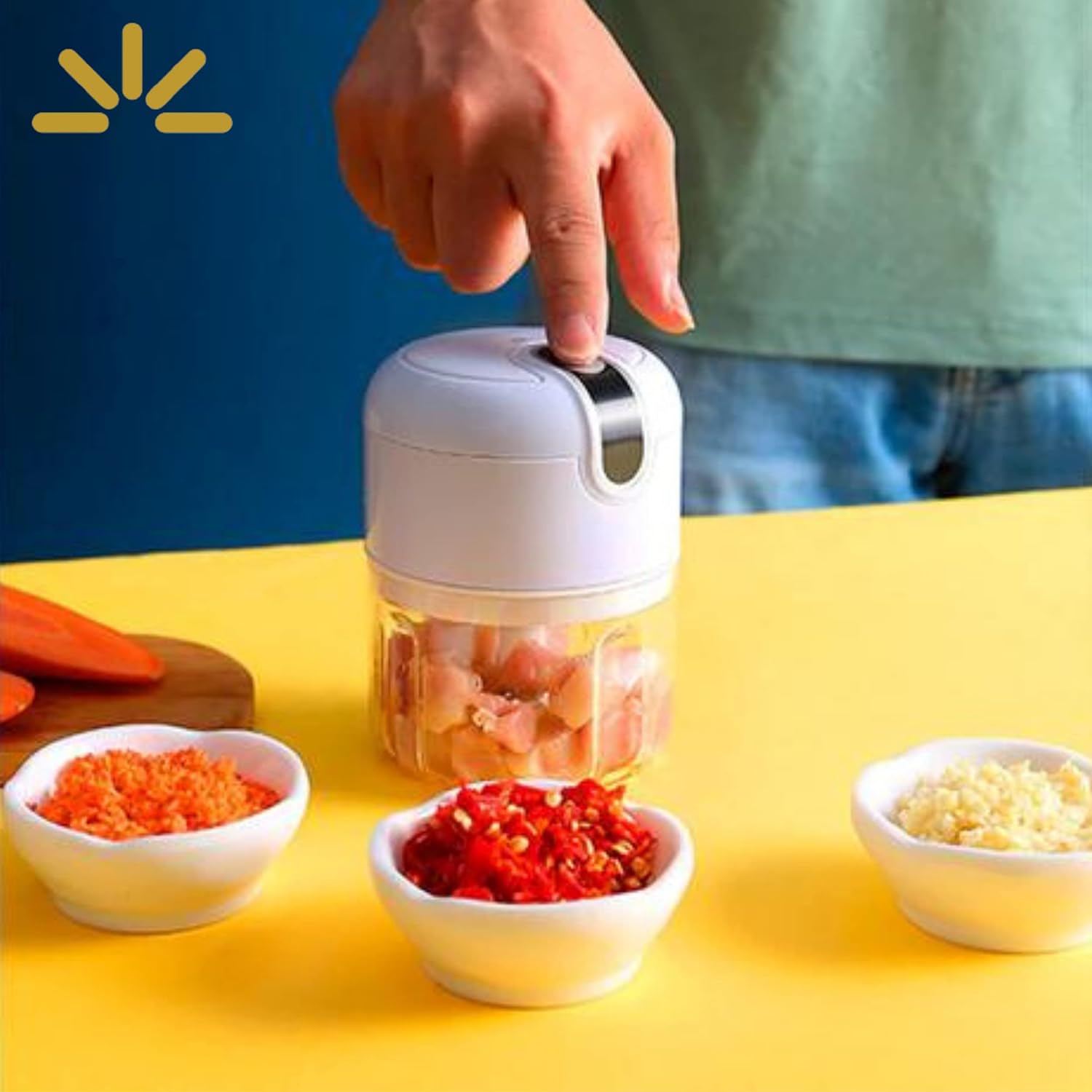 Mini Processador De Alimentos 3 Lâminas Elétrico Bivolt Usb ( Cores variadas) na Amazon