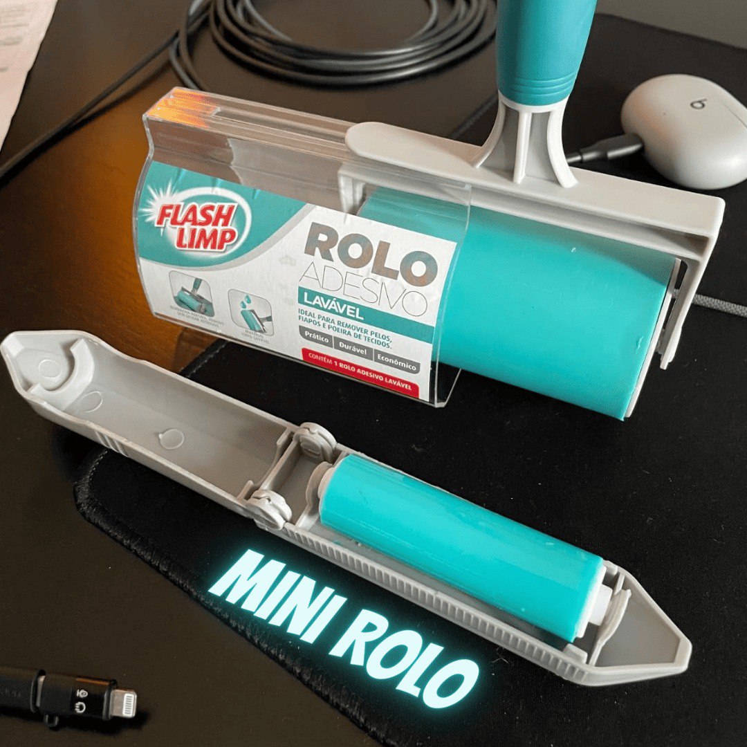 Mini Rolo Adesivo Lavável para Remover pelos Fiapos e poeira, FLP7665, Flash Limp na Amazon