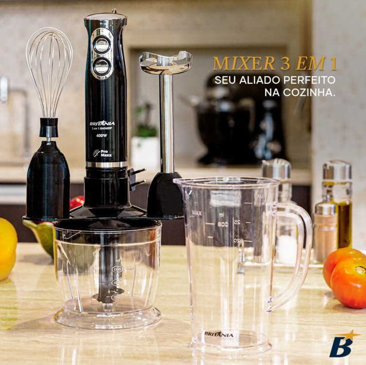 Mixer Turbo 3 em 1, Mondial, Preto, 350W, 110V – M-14 na Amazon