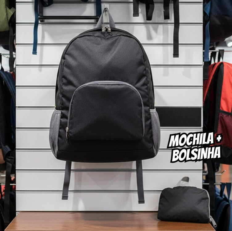 Mochila Dobrável Impermeável Nylon Esportiva Escolar 25L Resistente à Água (Preto) na Amazon