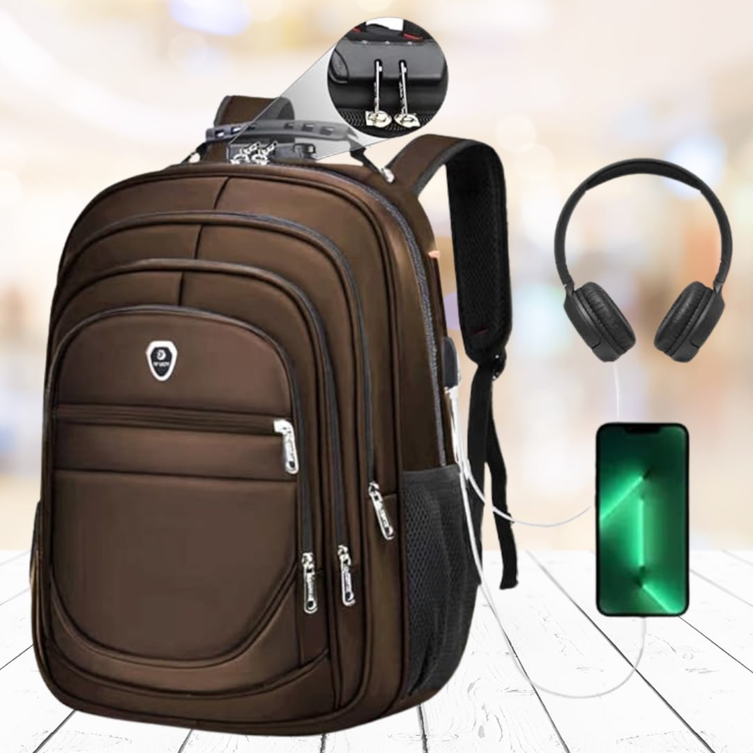 Mochila Masculina Feminina Espaço Laptop Notebook Porta Garrafa Casual Executiva Senha Trava Anti Furto Cabo Usb Auxiliar na Amazon
