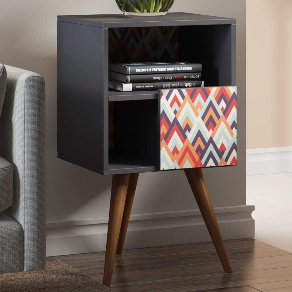 Mod Retro Mesa de cabeceira com Porta Be Life 1008, Espresso/Estampa Vermelha, 400 x 710 x 350 mm na Amazon