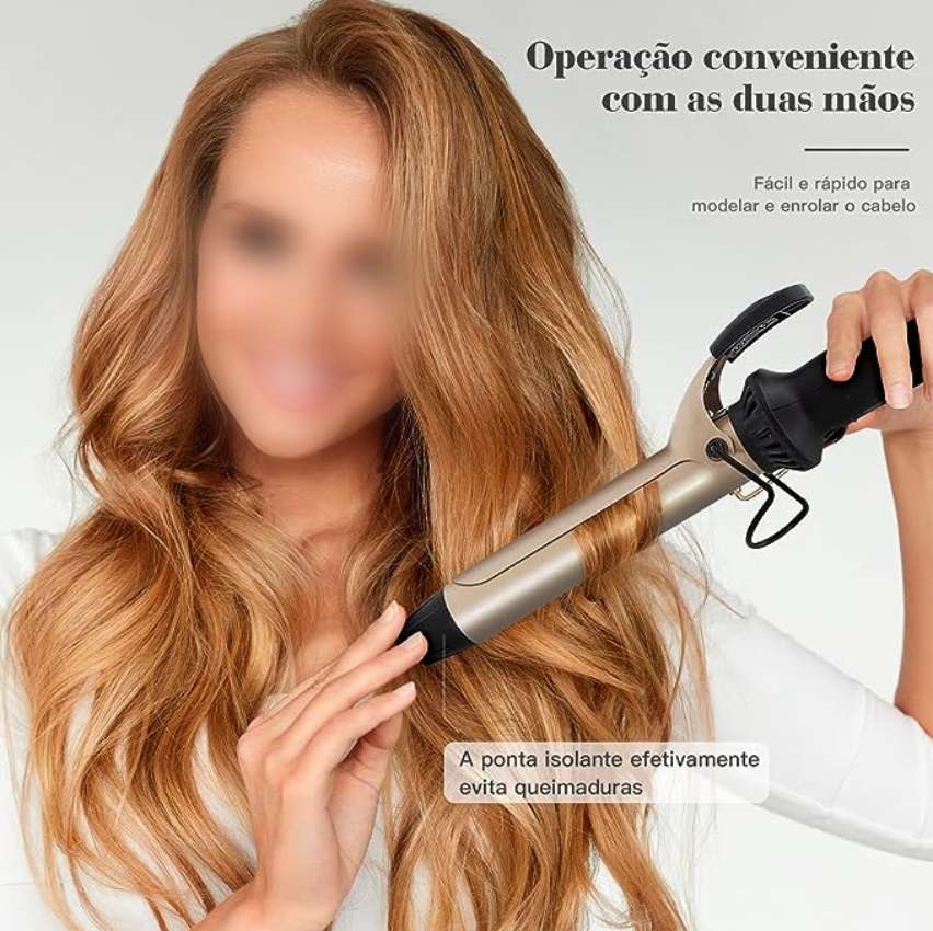 Modelador de Cachos, Compatível com Faixa de Tensão de 110 a 240 Volts, 7 Níveis de Temperatura Ajustáveis 100℃ a 200℃, Pode Ser Usado para Cachear ou Alisar o Cabelo (ouro) na Amazon