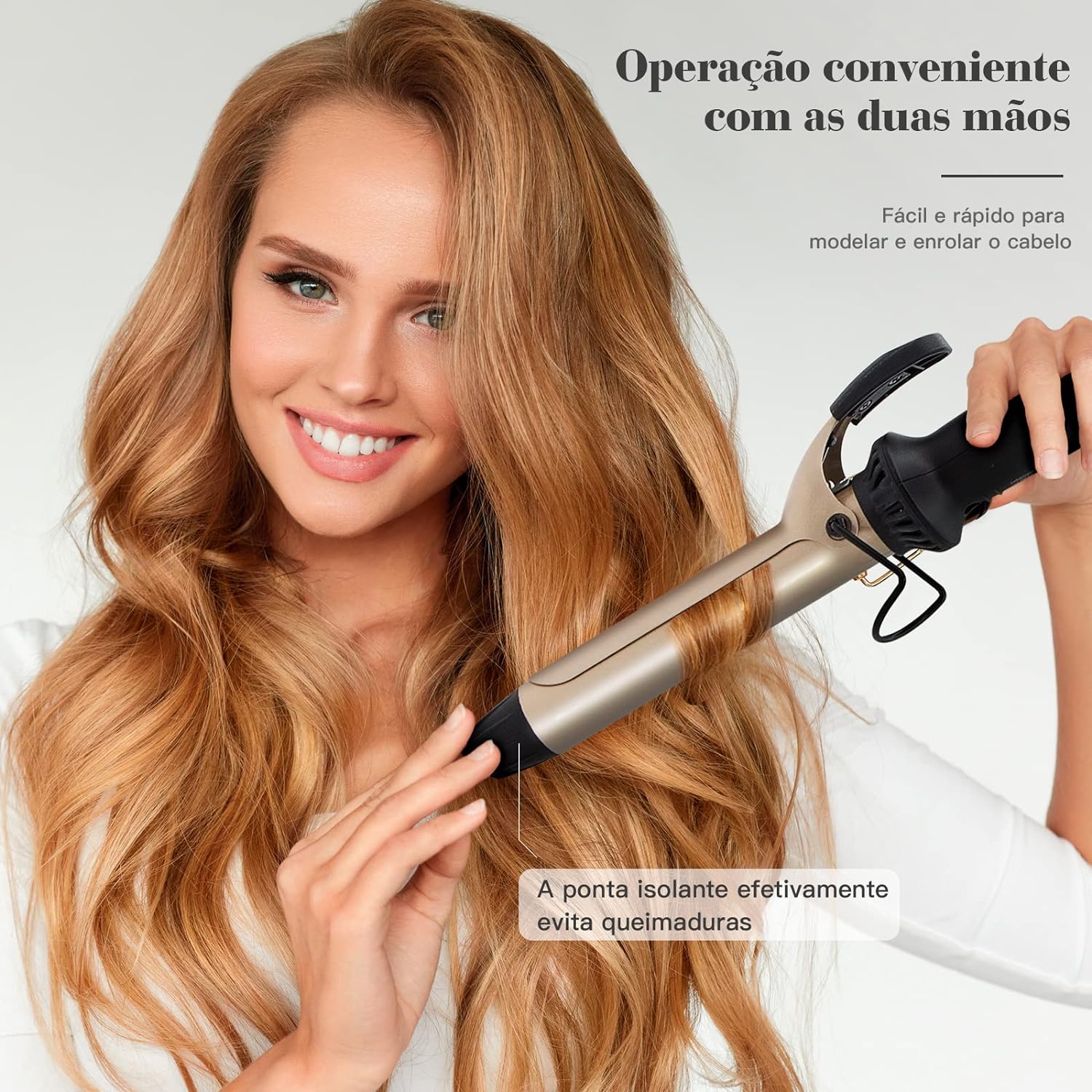 Modelador de Cachos, Compatível com Faixa de Tensão de 110 a 240 Volts, 7 Níveis de Temperatura Ajustáveis 100℃ a 200℃, Pode Ser Usado para Cachear ou Alisar o Cabelo na Amazon