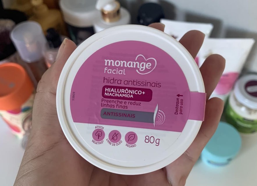Monange Hidratante Facial Hidra Antissinais com Ácido Hialurônico e Niacinamida 80g na Amazon