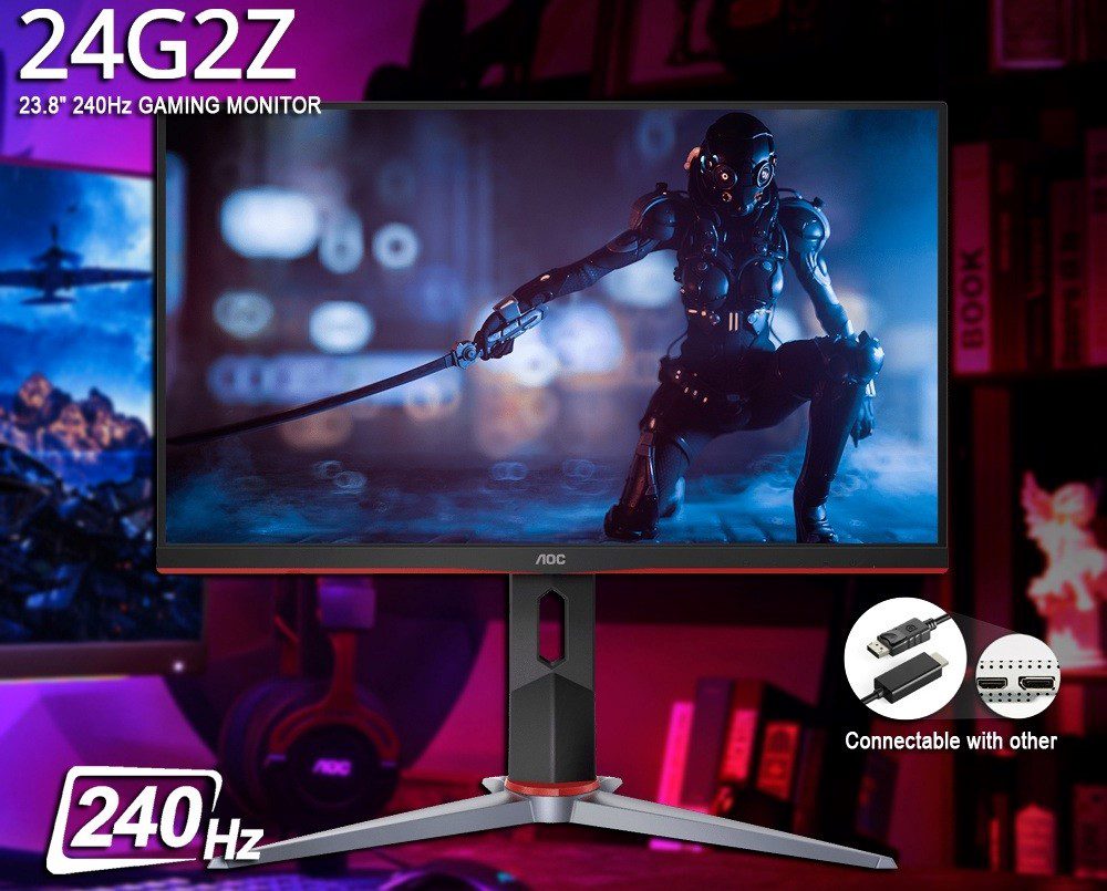 Monitor Gamer AOC HERO Z 240Hz 0, 5ms IPS G-Sync Compatible - 24G2Z, Preta/Vermelho na Amazon
