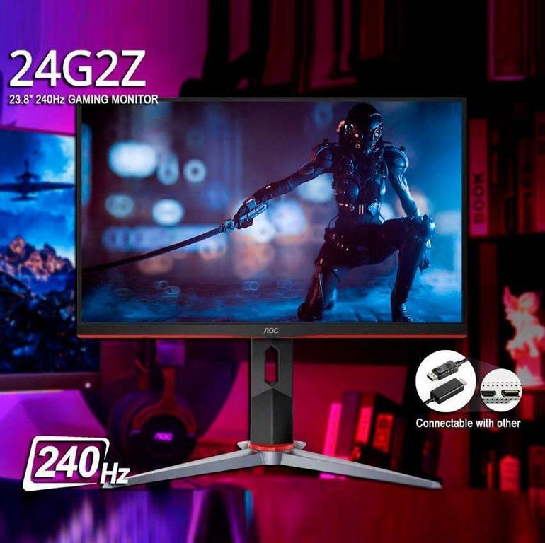 Monitor Gamer AOC HERO Z 240Hz 0, 5ms IPS G-Sync Compatible – 24G2Z, Preta/Vermelho na Amazon