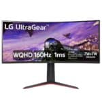 Monitor Gamer Curvo LG UltraGear 34", 2K WQHD, UltraWide, 160Hz, 1ms, FreeSync Premium, HDR10, Som Integrado - 34GP63A-B na KaBuM!