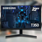 Monitor Gamer Samsung 22″ FHD,75Hz, HDMI, VGA, Freesync, Preto, Série T350 na Amazon