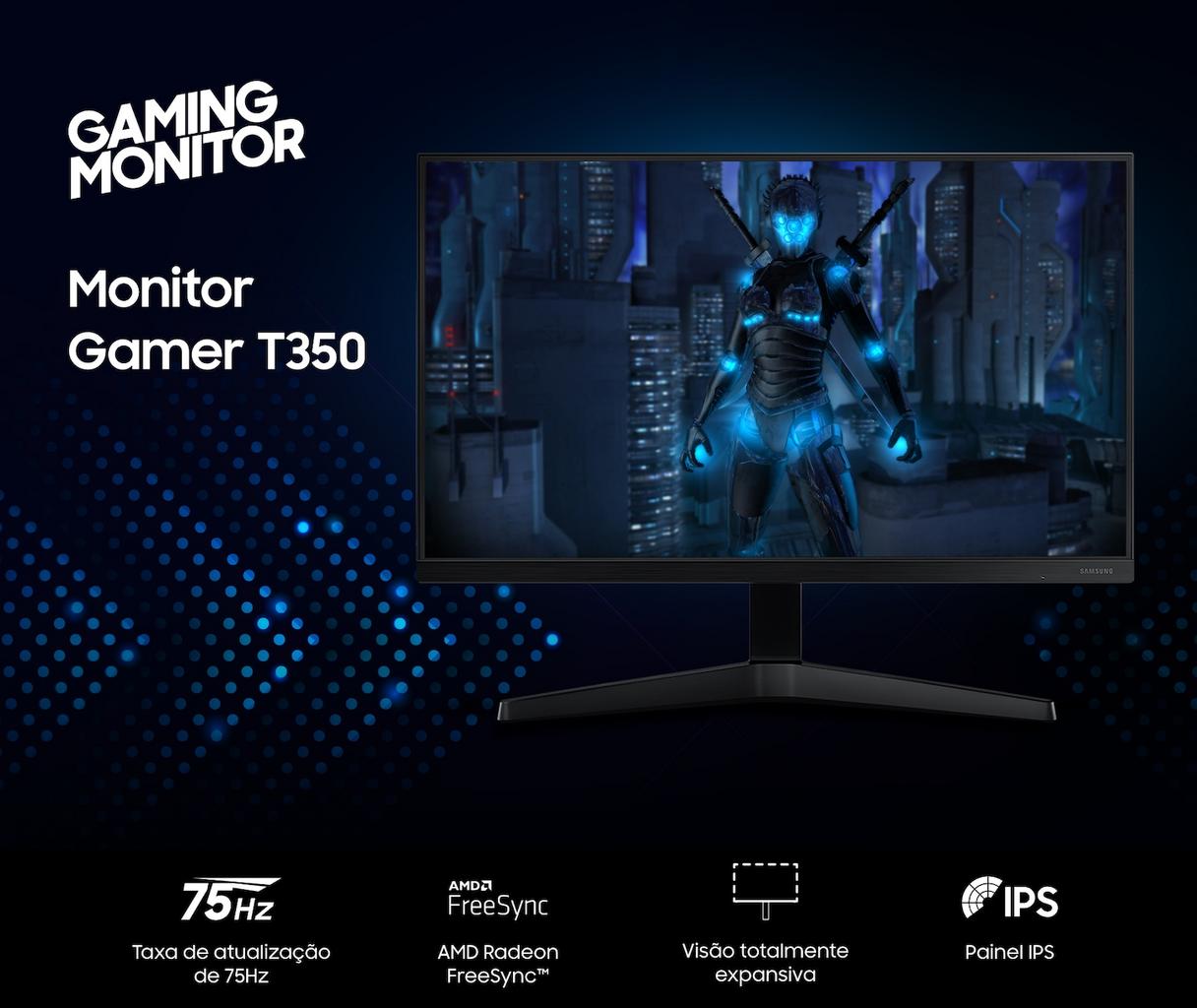Monitor Gamer Samsung 22′ IPS, 75 Hz, Full HD, FreeSync, HDMI/VGA, VESA – LF22T350FHLMZD na Magazine Luiza