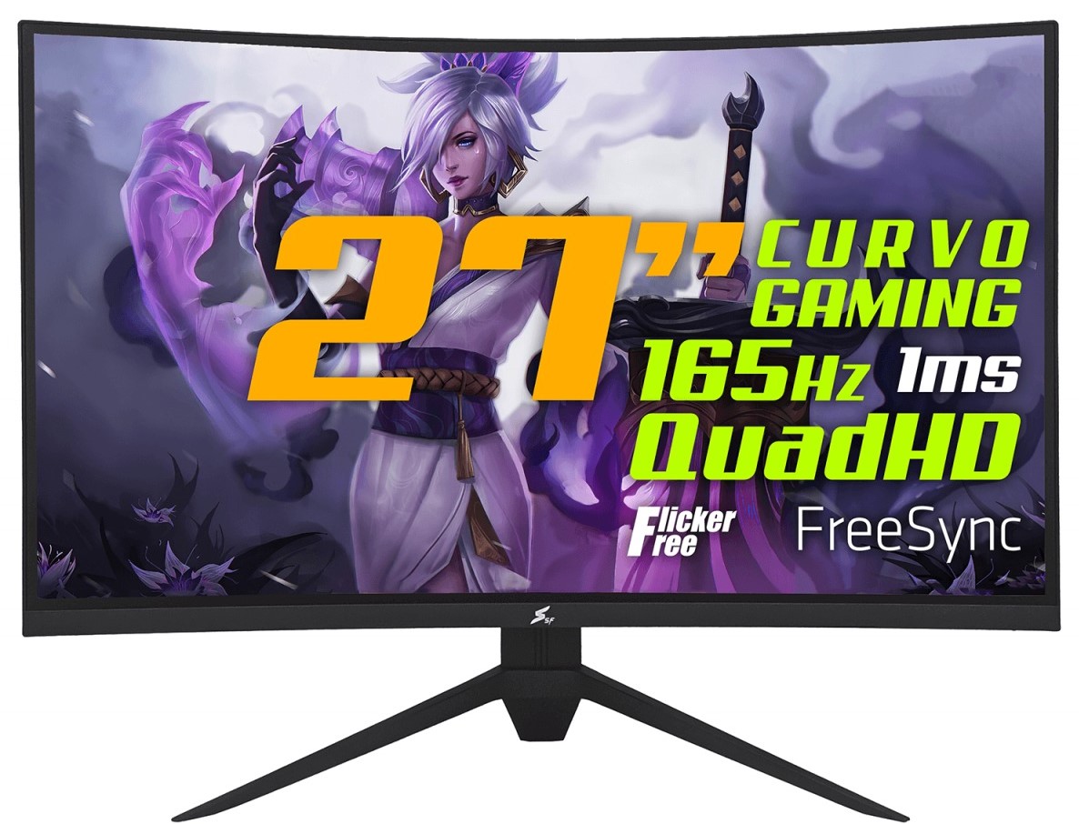 Monitor Gamer SuperFrame Precision, 27 Pol CURVO, Quad HD, FreeSync/G-Sync, 1ms, 165Hz, HDMI/DP, SFV2701G na Terabyte Shop