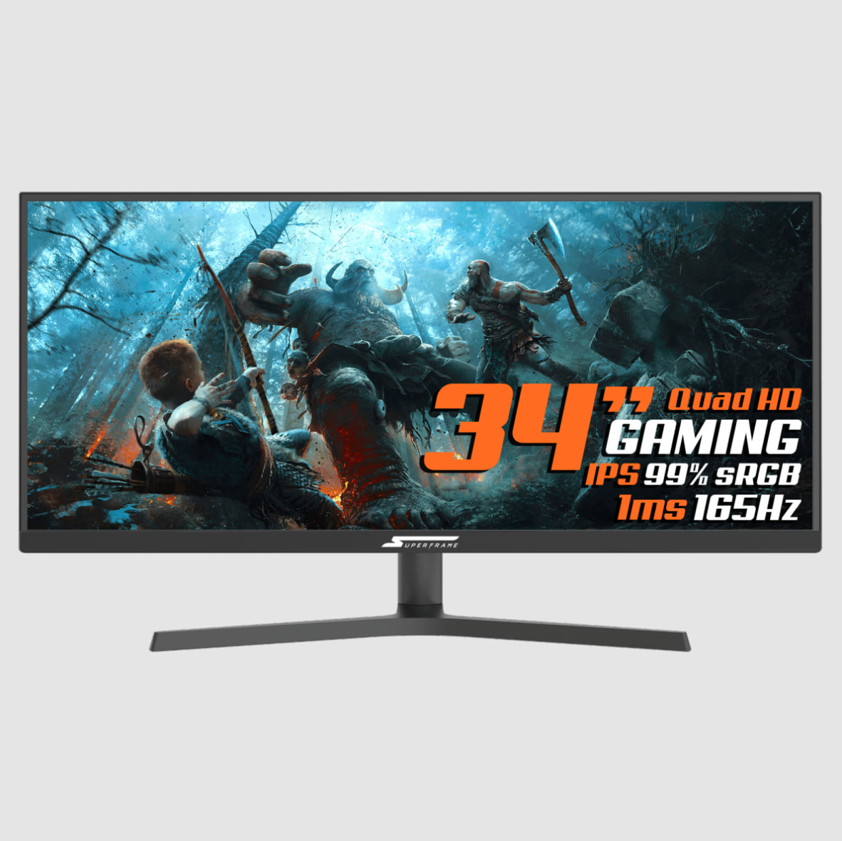 Monitor Gamer SuperFrame Vision Ultra, 34 Pol, UltraWide, 2.5K, Quad HD, IPS, 99% sRGB, HDR, FreeSync, 1ms, 165Hz, HDMI/DP, SFV3415 na Terabyte Shop