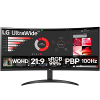 Monitor LG UltraWide Curvo - Tela VA De 34”,2K WQHD 3440 X 1440 - 34WR50QC-B na Amazon