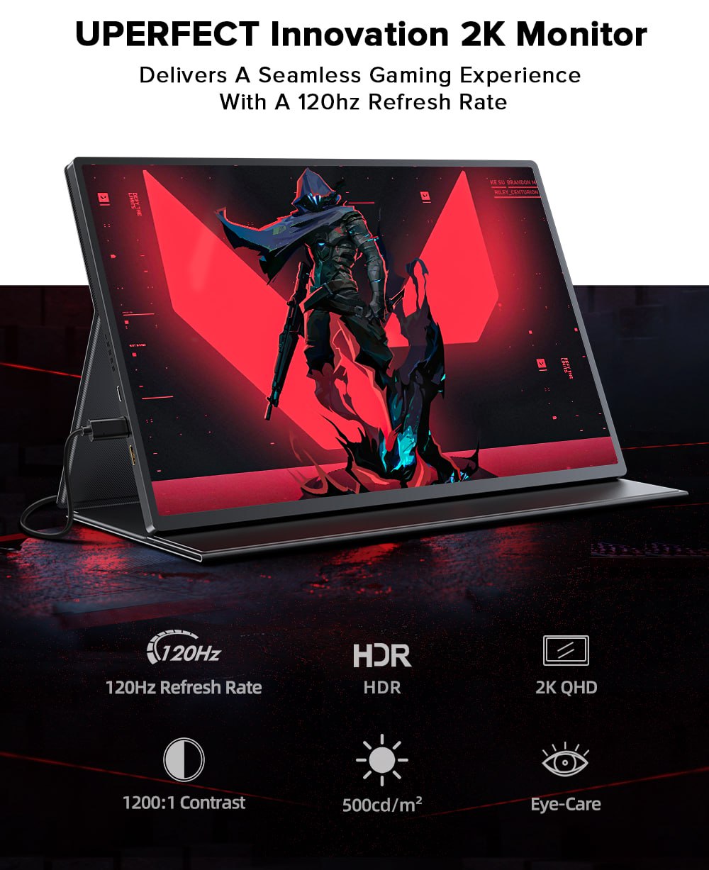 Monitor Portátil UPERFECT 16″ 2K 120Hz na Aliexpress