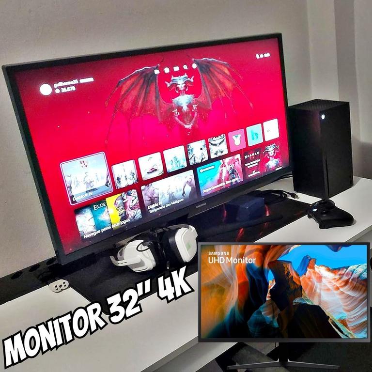 Monitor UHD Samsung 32″, 4K, HDMI, Display Port, Freesync, Preto, Série UJ59 na Amazon