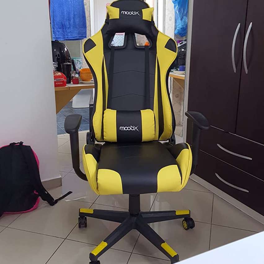 Moob Cadeira Gamer Reclinável GT Racer Com Almofadas para Lombar e Pescoço Preto/Amarelo na Amazon