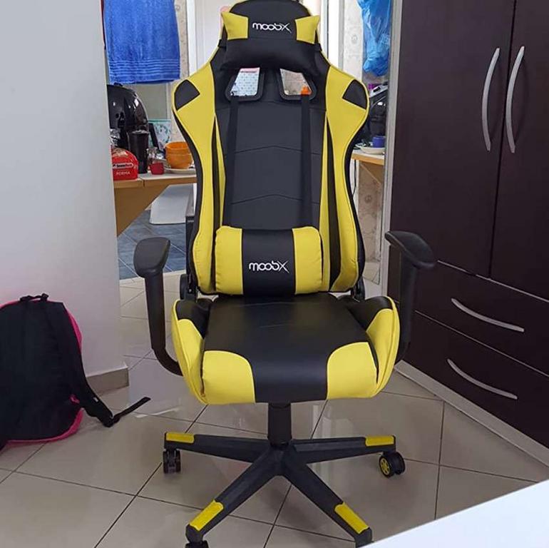 Moob Cadeira Gamer Reclinável GT Racer Com Almofadas para Lombar e Pescoço Preto/Amarelo na Amazon