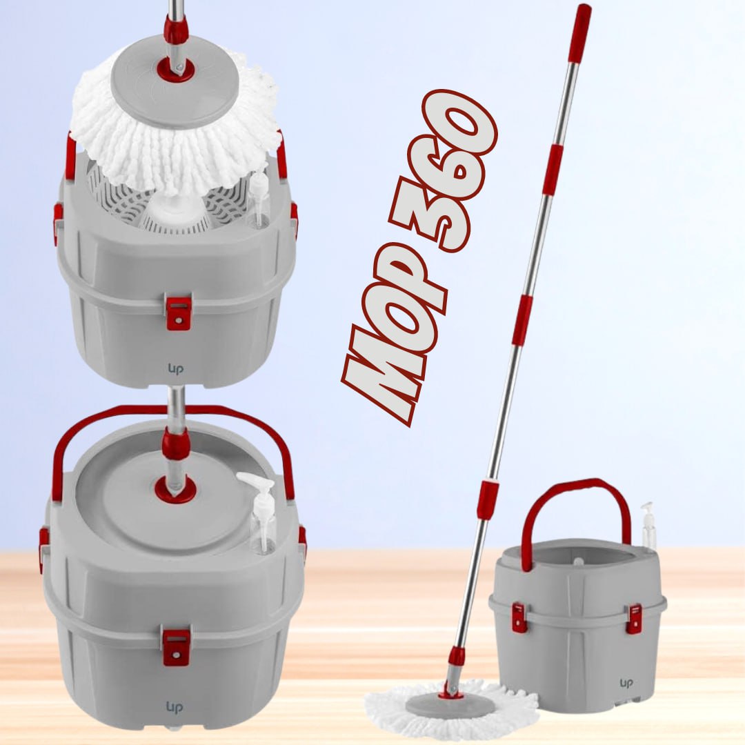Mop 360 Balde 3 em 1 de 15L Dispenser de Sabão, Centrífuga e 1 Refil Up Home – UD262 na Amazon