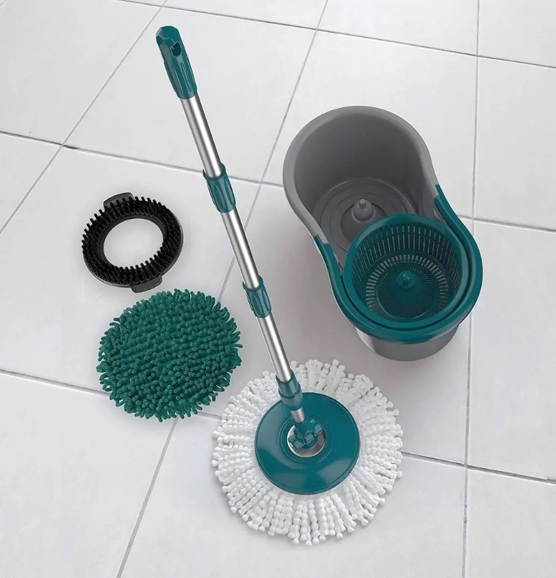 Mop FIT Giratório 3 em 1, balde com 8 Litros e 3 opções de Refis,( microfibra, tira pó e limpeza pesada) MOP9379, Flash Limp na Amazon