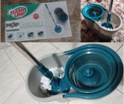 Mop FIT Giratório com 2 refis microfibra, balde com 8 litros, MOP5010, Flash Limp na Amazon
