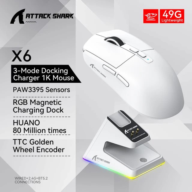 Mouse Attack Shark X6 Sensor PMW3395 na Aliexpress