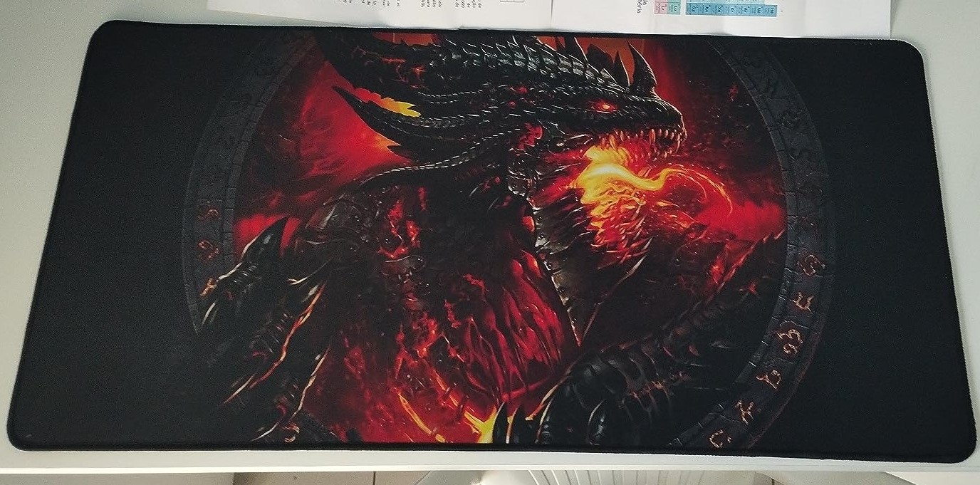 Mouse Pad Gamer Extra Grande 700x350x3mm Bordas Costuradas Base Antiderrapante Exbom Mousepad MP-7035C Dragão de Fogo na Amazon