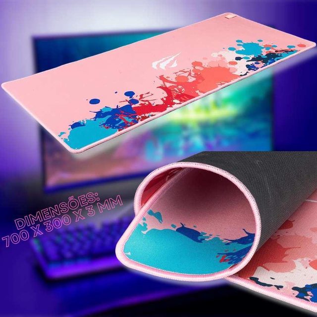 Mouse Pad Gamer Grande Havit MP847 Dimensões 700 x 300 x 3 mm Base de Borracha Antiderrapante, Lona Mercerizada, Borda Costurada na Amazon