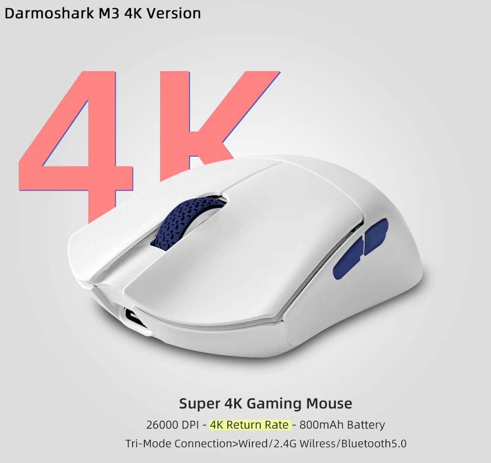 Mouse Sem Fio Motospeed Darmoshark M3 4K Version na Aliexpress