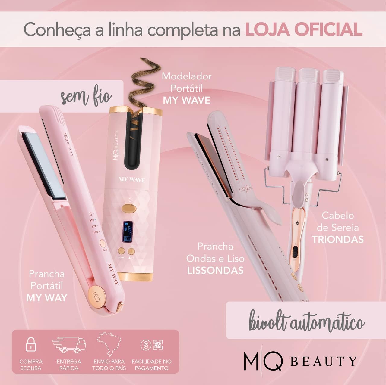 MQ Beauty – Chapinha Sem Fio My Way – Placas Cerâmicas 25mm, 230°C, USB, Compacta e Bivolt, Portátil e Leve na Amazon