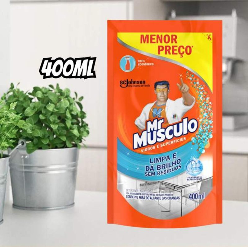 Mr. Músculo Limpador Limpa Vidros Líquido Refil 400ml na Amazon