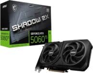 MSI Placa gráfica GeForce RTX 5060 Ti 16G SHADOW 2X OC PLUS – GPU RTX 5060 Ti, 16GB GDDR7 (28Gbps/128-bit), PCIe 5.0 – Design térmico de ventilador duplo (2 x ventoinhas STORMFORCE) – HDMI 2.1b na Amazon